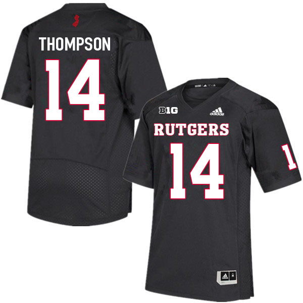 Men #14 Jordan Thompson Rutgers Scarlet Knights College Football Jerseys Sale-Black - Click Image to Close
